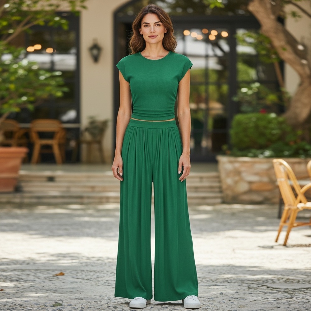 PRETTYGARDEN Women's Green Two Piece Outfit